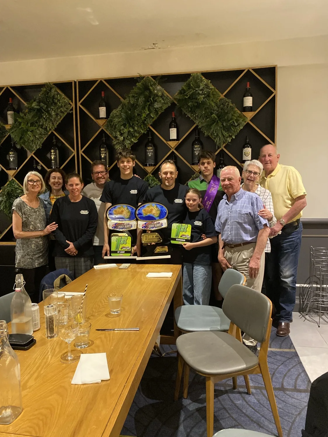 Hunter Motorsport family and supporters celebrating Australian dirt kart championships